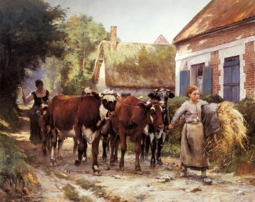 ジュリアン・デュプレ Painting - 野原からの帰還 農場生活 リアリズム ジュリアン・デュプレ